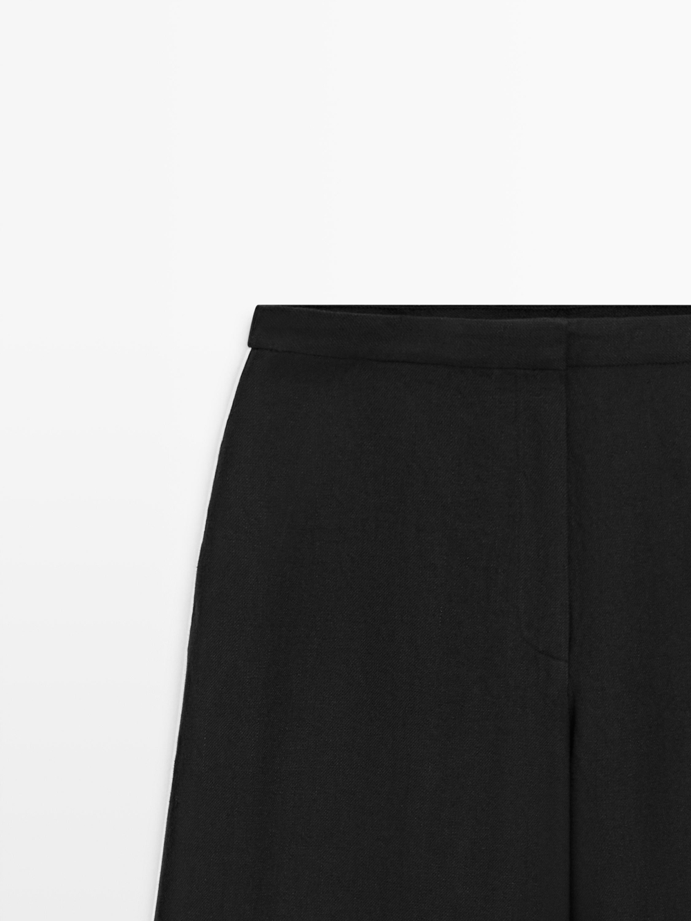 Massimo Dutti Льняные брюки с контрастной окантовкой, черный