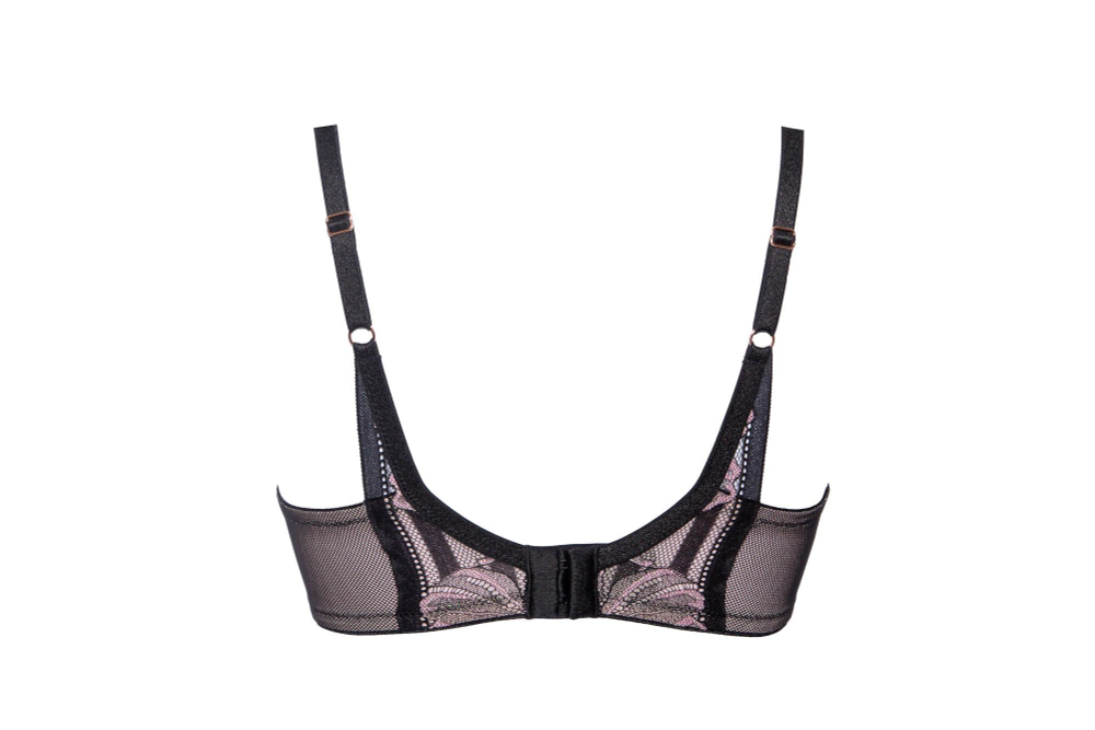 Бюстгальтер Glossy Iris с чашками на тонком поролоне и эффектом мерцания (Размер: 95B) (Цвет: черный с розовым)