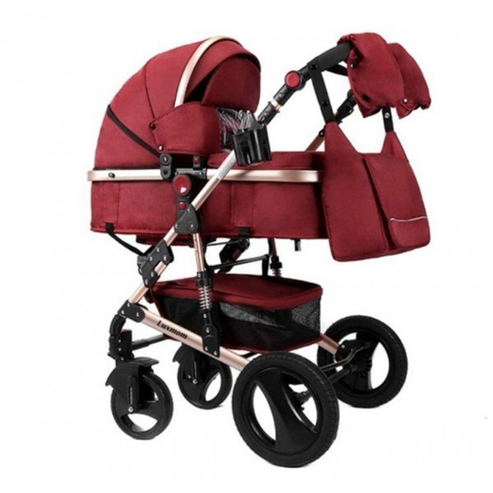 Коляска-трансформер 2в1 Luxmom 530 Бордовый текстиль