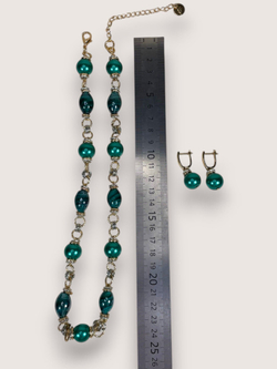 Комплект колье и серьги муранское стекло