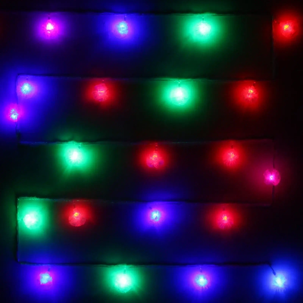 Гирлянда для дома 4,0 м 20 ламп LED с насадками ОДУВАНЧИК, прозрач.пров., авторежим.,IP-20 RG/RB (возможность соединения)