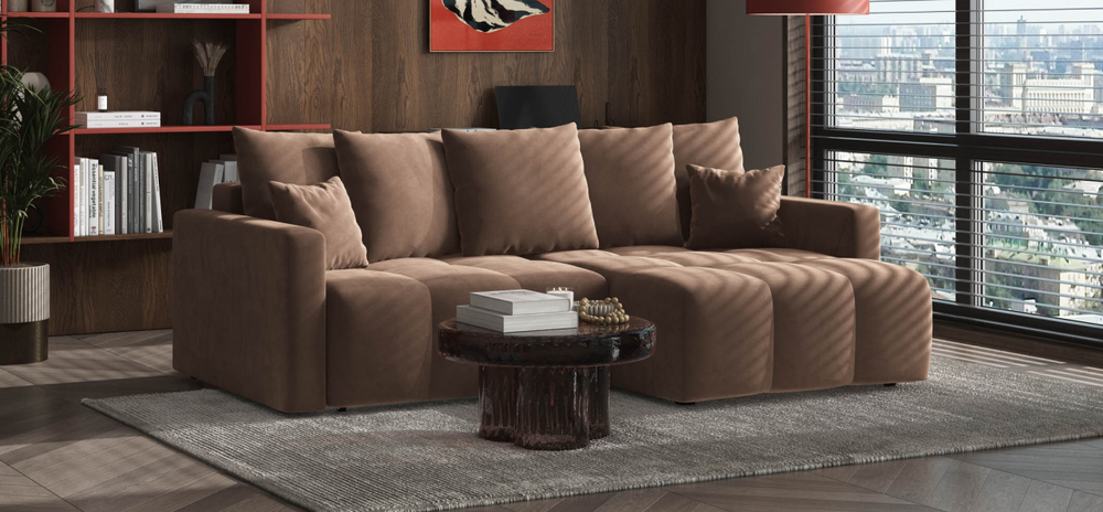 Угловой диван Босс Тренд Велюр Монолит мокко