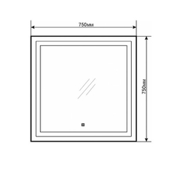 Зеркало Comforty Квадрат-75 светодиодная лента, бесконтактный сенсор 750*750