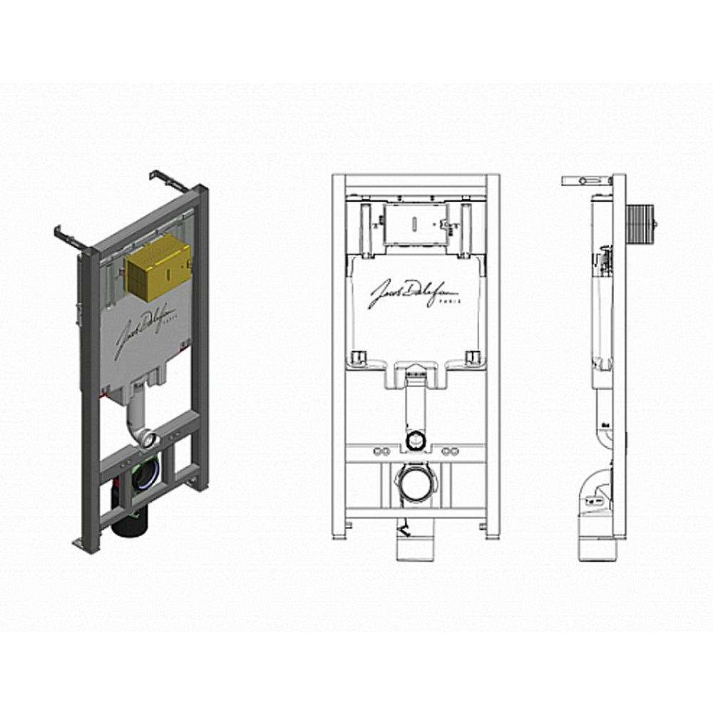 Унитаз c инсталляцией Jacob Delafon Struktura, сиденье тонкое микролифт, клавиша черная E21750RU-00