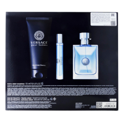 Versace Pour Homme set(edt 100 + hair&body shampoo 150 + edt travel 10) — шикарный подарочный набор для мужчин.