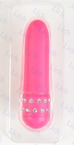 Розовый вибратор со стразами на основании