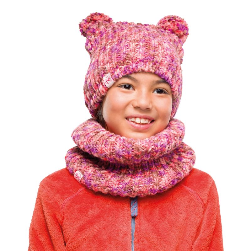 Вязаный шарф-труба с флисом детский Buff Neckwarmer Knitted Polar Lera Camelia Pink Фото 2