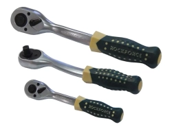 Трещотка реверсивная усиленная изогнутая с резиновой ручкой 1/2''(72зуб.) RockForce##Rock FORCE RF-802422
