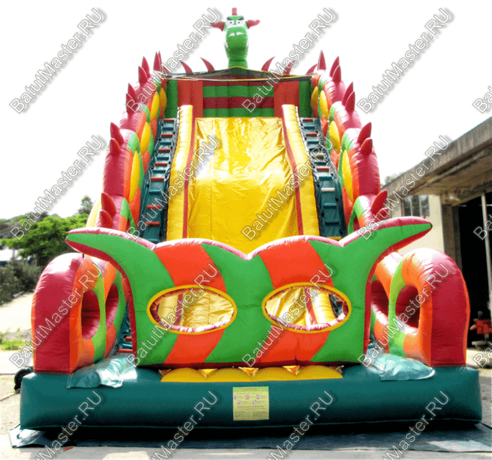 Батут-горка "Дракон 3" с шипами, два входа 11*6*8,5 м