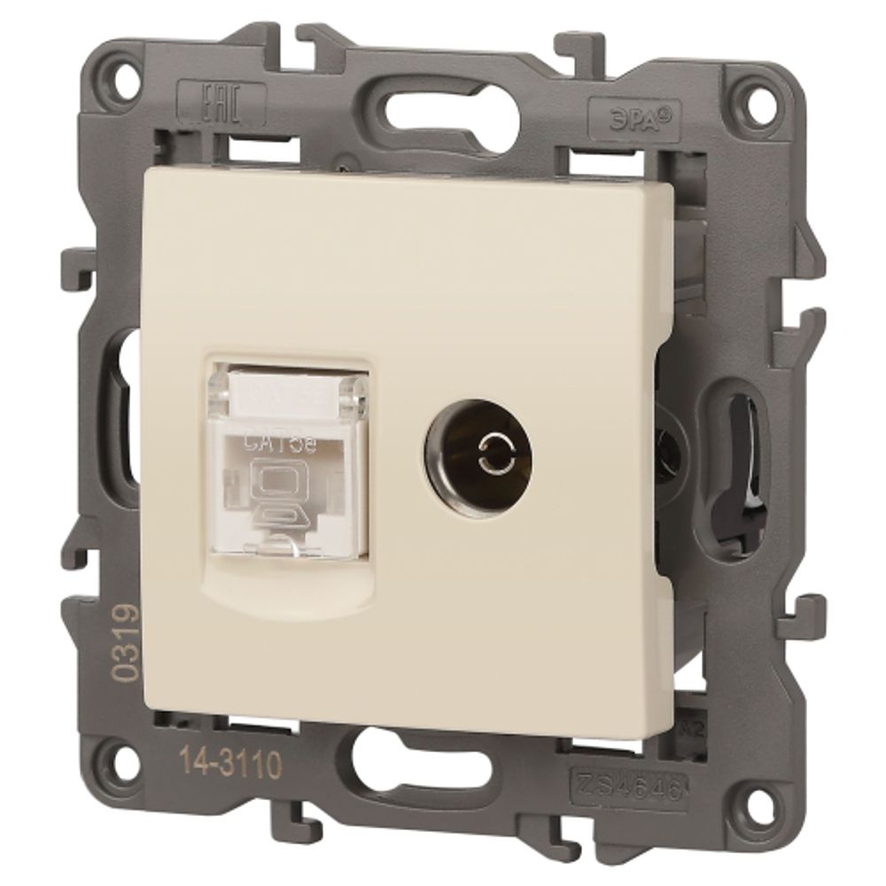 Розетка ЭРА Elegance 14-3110-02 RJ45+TV IP20 слоновая кость