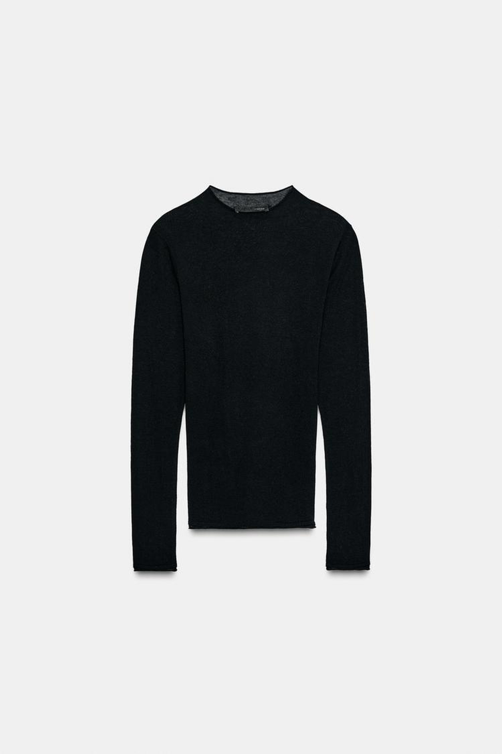 ZARA СВИТЕР ИЗ ТОНКОЙ ШЕРСТИ И ШЕЛКА, ЧЕРНЫЙ