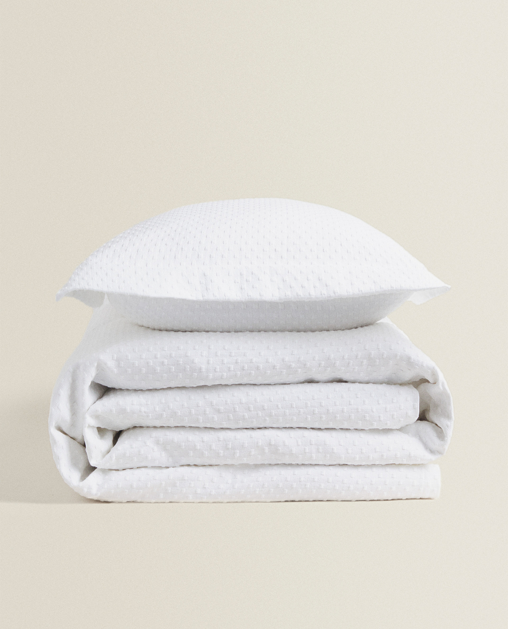 ZARA HOME ПОКРЫВАЛО ИЗ ХЛОПКА С УЗОРОМ, БЕЛЫЙ