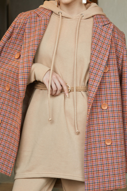 Худи с удлиненной спинкой, бежевый, размер L