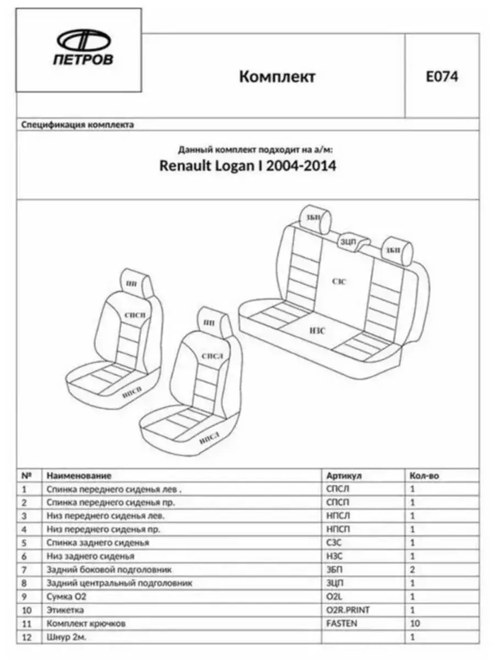 Чехлы на Рено Логан 1 (2004-2014)