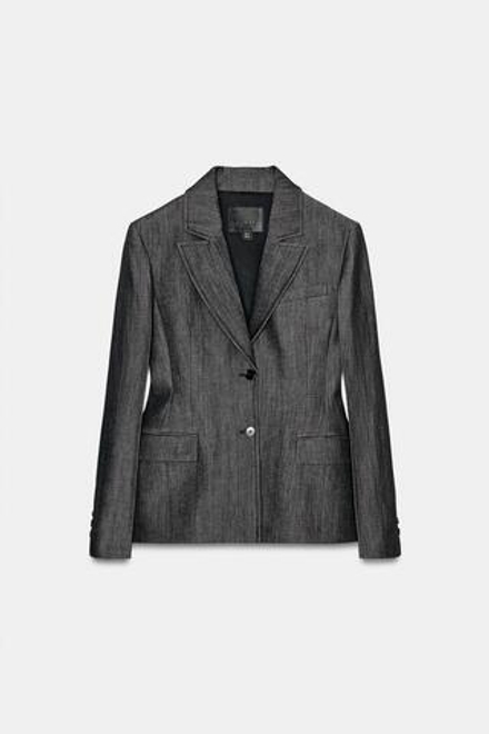 ZARA ДЖИНСОВЫЙ БЛЕЙЗЕР ZW COLLECTION, ЧЕРНЫЙ