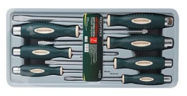 Набор отверток силовых магнитных ''Profi''S2, 7пр.(PH:1x80,2х100,3х150мм, SL: 5.5х125, 6.5х150, 8х150, 10x200мм)в лотке RockForce##Rock FORCE RF-20714
