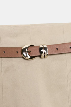 ZARA БРЮКИ С ВЫСОКОЙ ПОСАДКОЙ И РЕМНЕМ, СВЕТЛЫЙ ЖЕЛТО-КОРИЧНЕВЫЙ