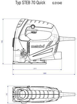 Электролобзик Metabo STEB 70 Quick кейс, 570 Вт черный