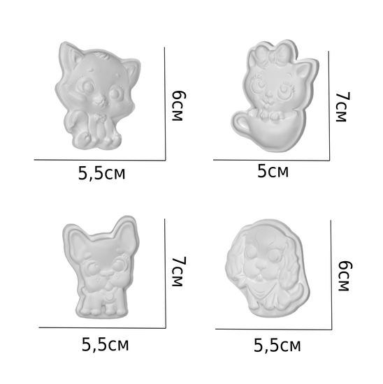 Магниты из гипса под роспись "Кошечки, собачки"
