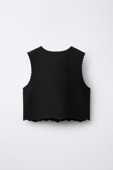 ZARA ЖИЛЕТ С ВЫШИВКОЙ, ЧЕРНЫЙ