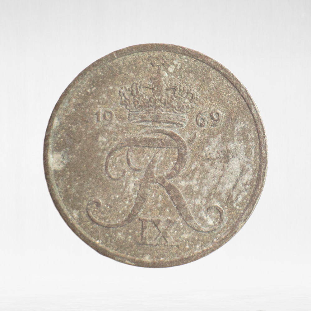 Denmark, 1 Øre - Frederik IX, 1969, F