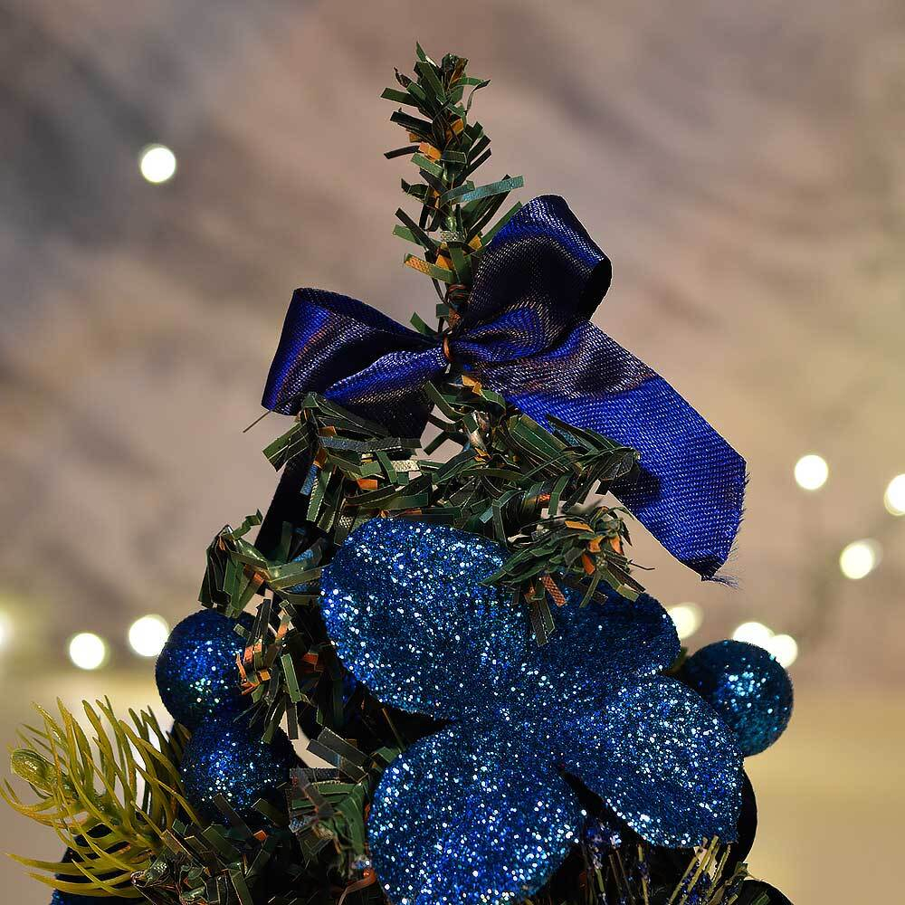 Елка настольная 20см в корзине с синими украшениями, Z-23A13N/4