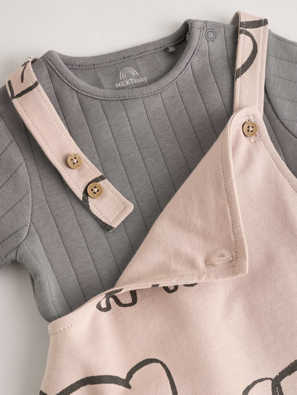 Комбинезон и боди в комплекте для малышей Next E47-400, Розовый, Серый