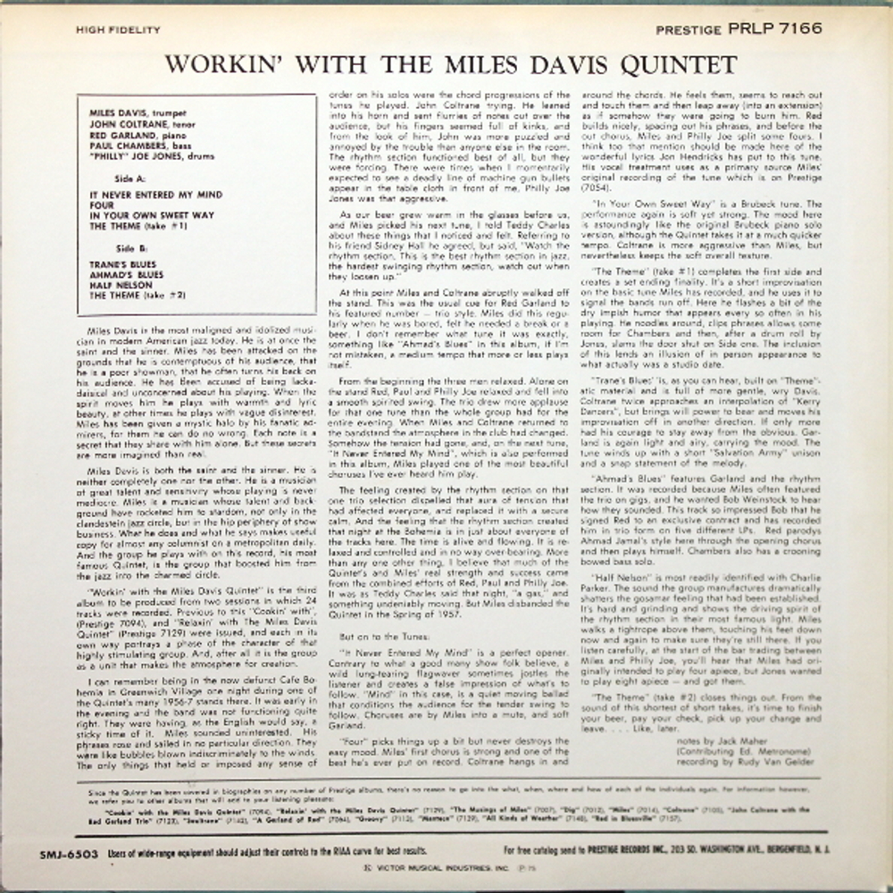 The Miles Davis Quintet / Workin' With The Miles Davis Quintet (LP)