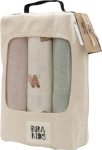 Пелёнки фланелевые BUBA KIDS, 3 шт., Бобры на хуторе/Речная вода/Бежевый, 95х115