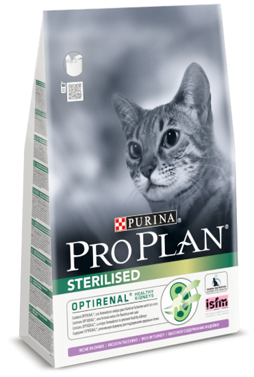 Purina Pro Plan Sterilised для стерилизованных кошек и кастрированных котов, индейка