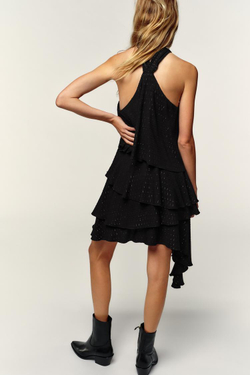 ZARA ПЛАТЬЕ-ХАЛТЕР С МЕТАЛЛИЗИРОВАННОЙ НИТЬЮ, ЧЕРНЫЙ