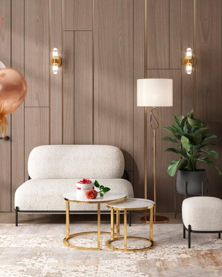 Диван Стоун new ткань букле молочный