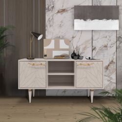 Тумба под ТВ Арт Колор leaves 117см Классик Голд Серый агат