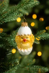 Елочное украшение Цыпленок в скорлупе, стекло, 10 см., 1 шт., Витус (А323)