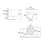 Унитаз подвесной Aqueduto CONE 525*360 безободковый, сиденье с микролифтом , белый глянцевый