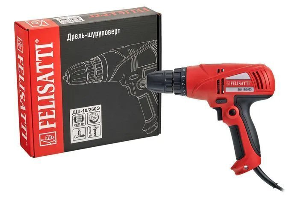 Сетевая дрель-шуруповерт Felisatti ДШ-10/260Э, 260Вт, 40Нм
