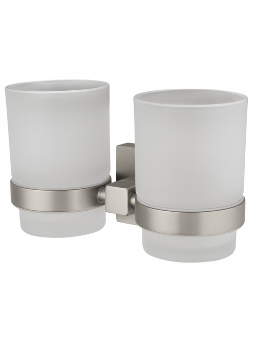 Два стакана для зубных щеток с держателем WONZON & WOGHAND POLO, Брашированный никель (WW-8928-BN)
