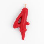 Свеча для торта цифра "Овал" "4", красная, 5,5 см