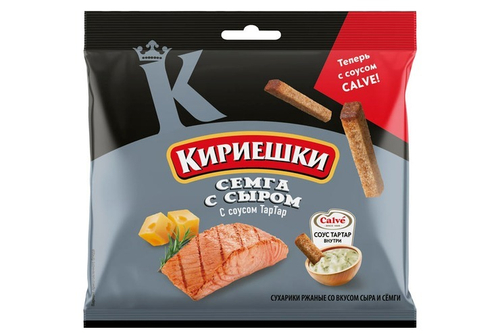 Сухарики Кириешки «Семга с сыром» + соус Тар-Тар, 60 г.