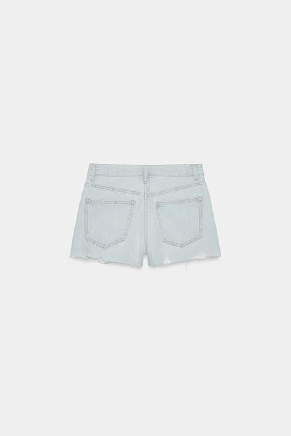 ZARA ДЖИНСОВЫЕ ШОРТЫ TRF СО СРЕДНЕЙ ПОСАДКОЙ И РАЗРЕЗАМИ, ГОЛУБОЙ