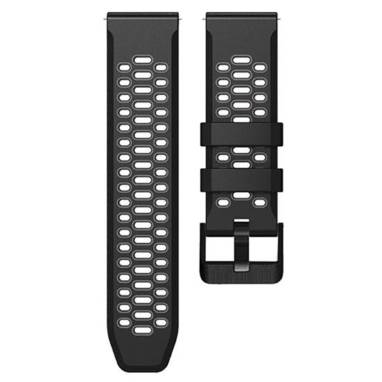 Ремешок двухцветный дышащий 24 мм для Suunto 9 Baro, Suunto 7, Suunto Spartan Sport силиконовый (Черный/серый)