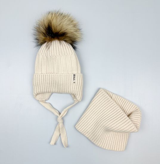 Шапка зимняя со снудом, Бежевая