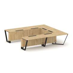 Steel Meet Стол переговорный П-образный KDK-PR.B.SP-11P Тиквуд Светлый/Металл Черный 3200*3200*750