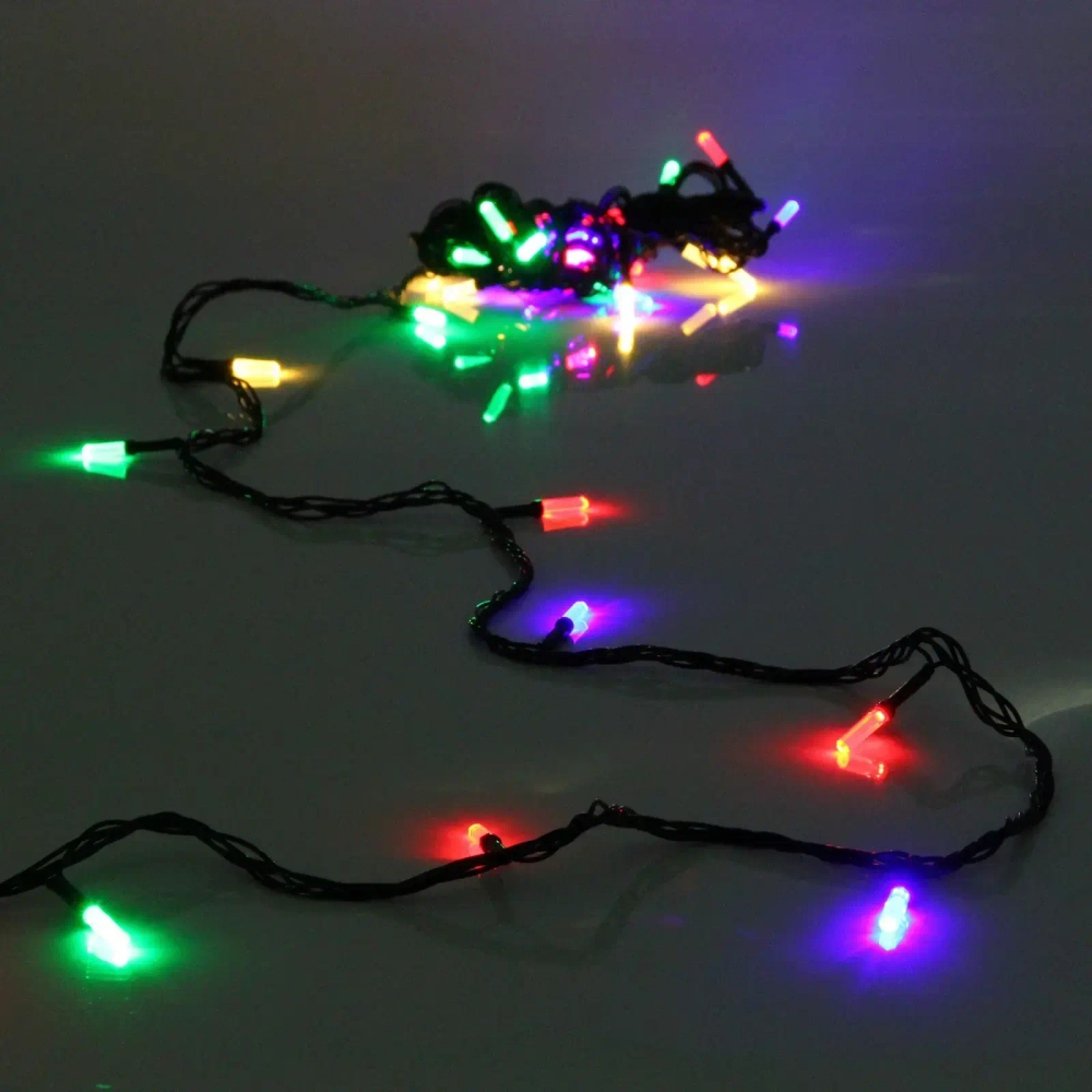 Гирлянда для дома «Кристаллы» 9,5 м 100 ламп LED черный пров.,8 реж.,IP-40, Мультицвет (возможность соединения)