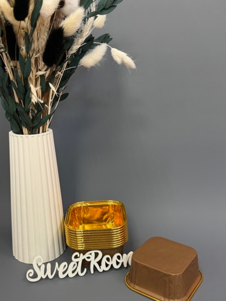 Капсула усил квадрат 65х65х35 крафт/золото 10шт