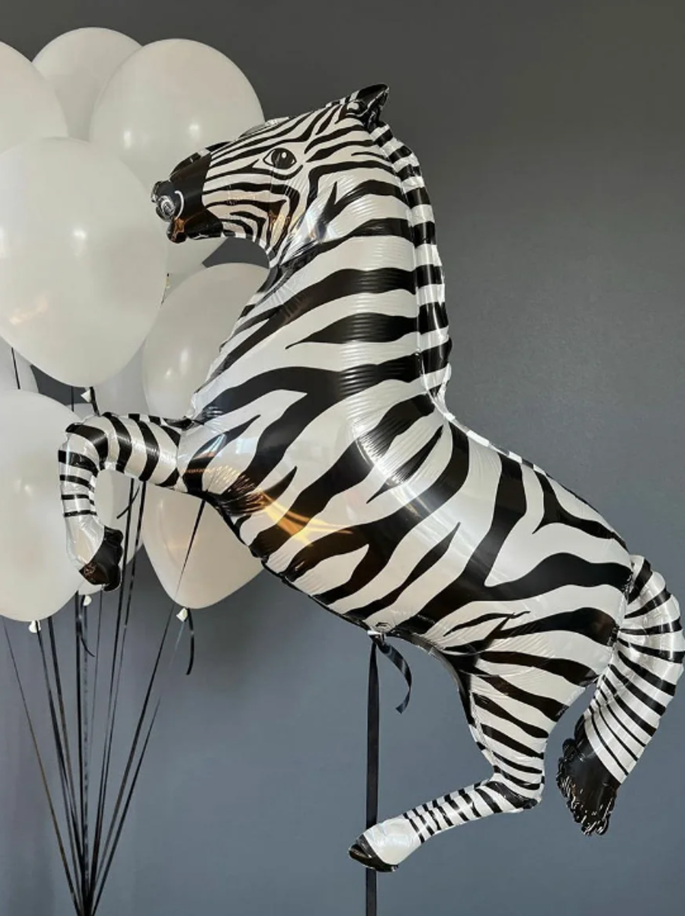 F Шар фигура Зебра (черная), 41"/105 см, 1 шт. 
