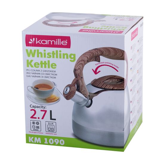 Чайник 2,7 л. из нержавеющей стали со свистком Kamille KM-1090