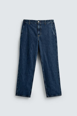 ZARA ДЖИНСОВЫЕ БРЮКИ ЧИНОС STRAIGHT FIT, СИНИЙ