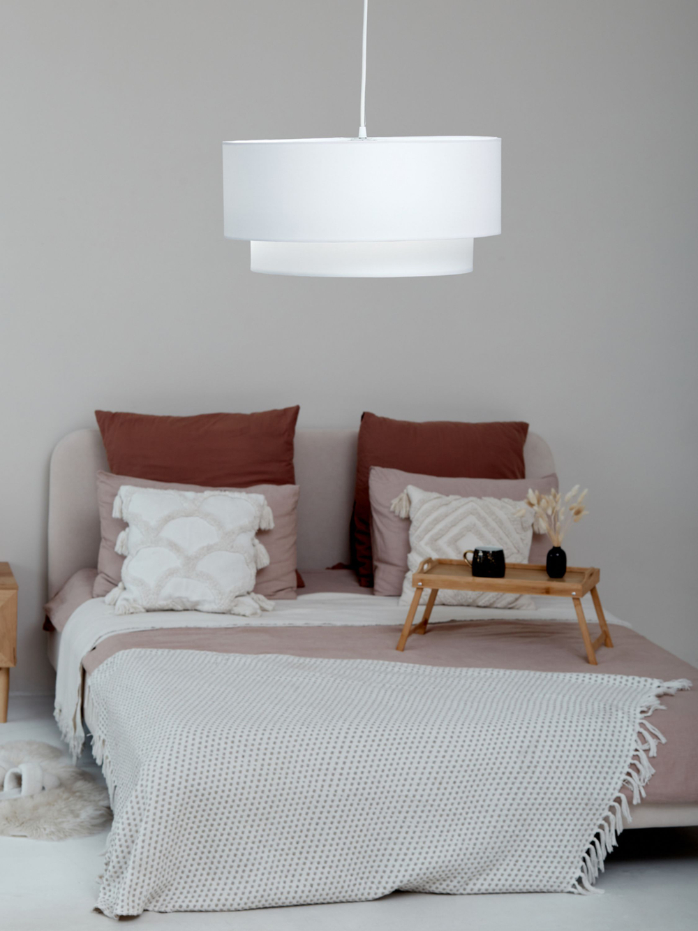 Светильник потолочный подвесной 2х ярусный, абажур потолочный, цвет Белый E27