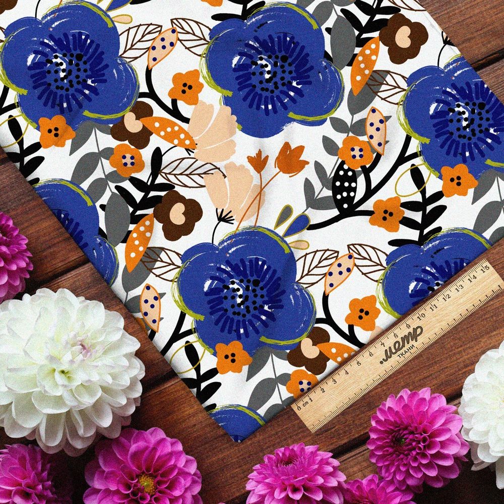 Ткань шифон соцветия для весеннего дизайна